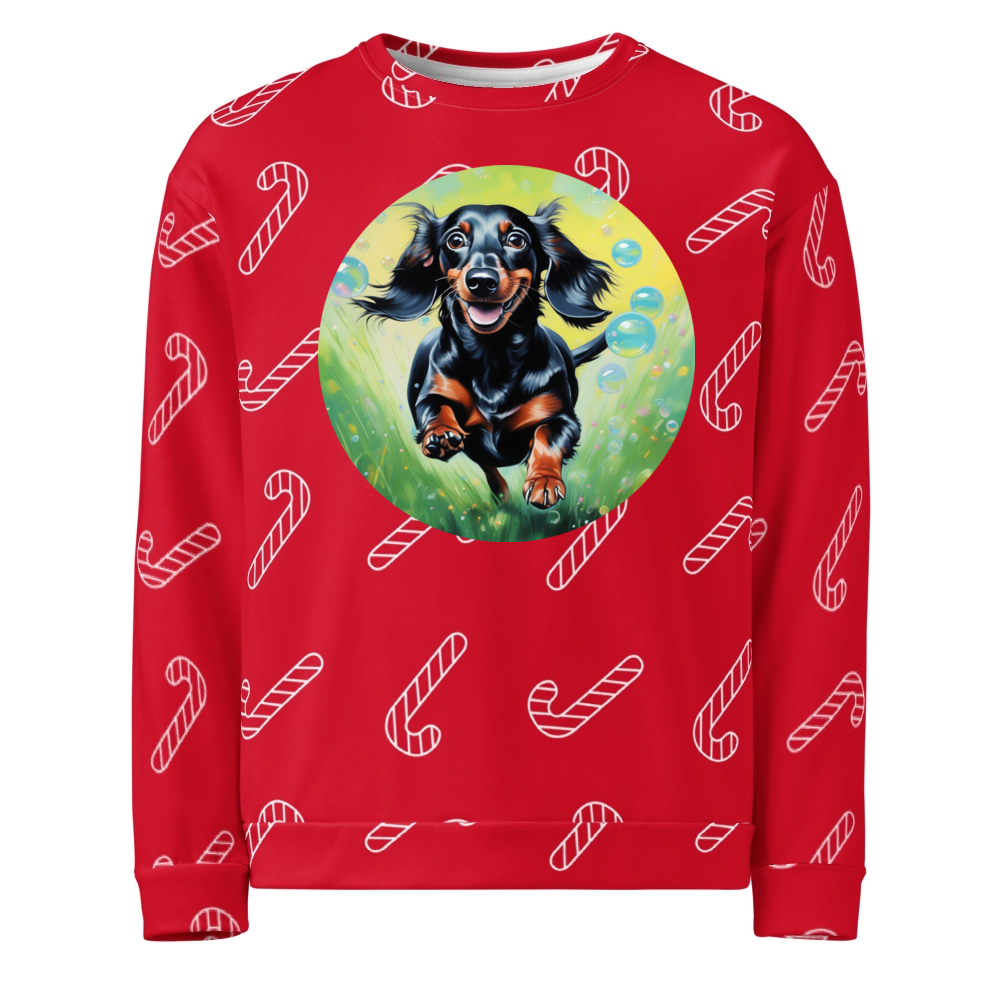 PugMug Custom Black Dachshund Ugly Christmas Sweatshirt