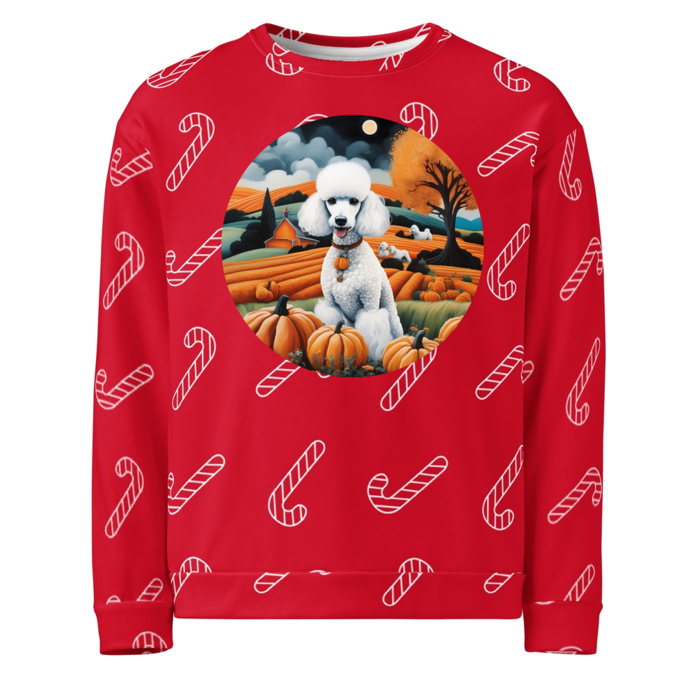 PugMug Custom White Poodle Ugly Christmas Sweatshirt
