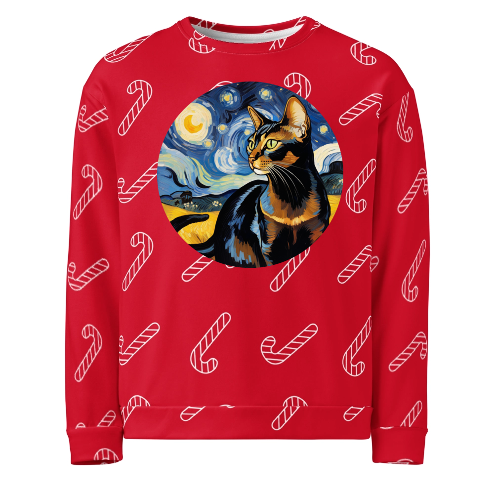 PugMug Custom Black Abyssinian Cat Ugly Christmas Sweatshirt