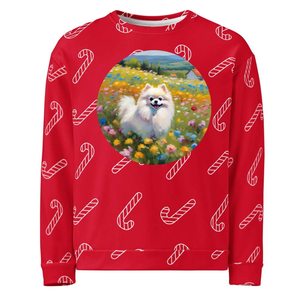 PugMug Custom White Pomeranian Ugly Christmas Sweatshirt