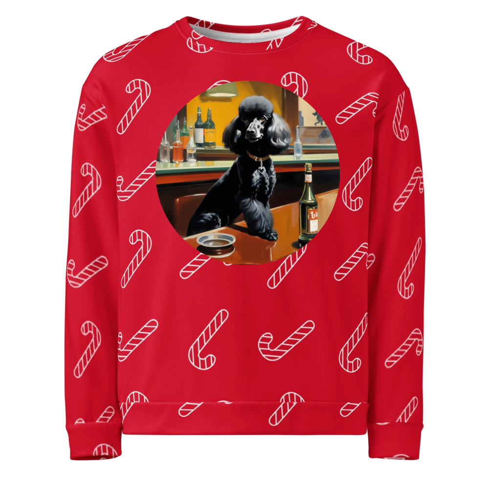 PugMug Custom Black Poodle Ugly Christmas Sweatshirt