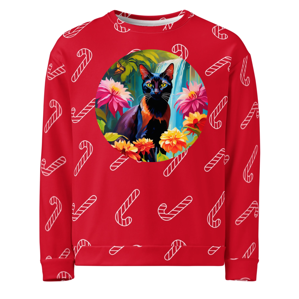 PugMug Custom Black Abyssinian Cat Ugly Christmas Sweatshirt
