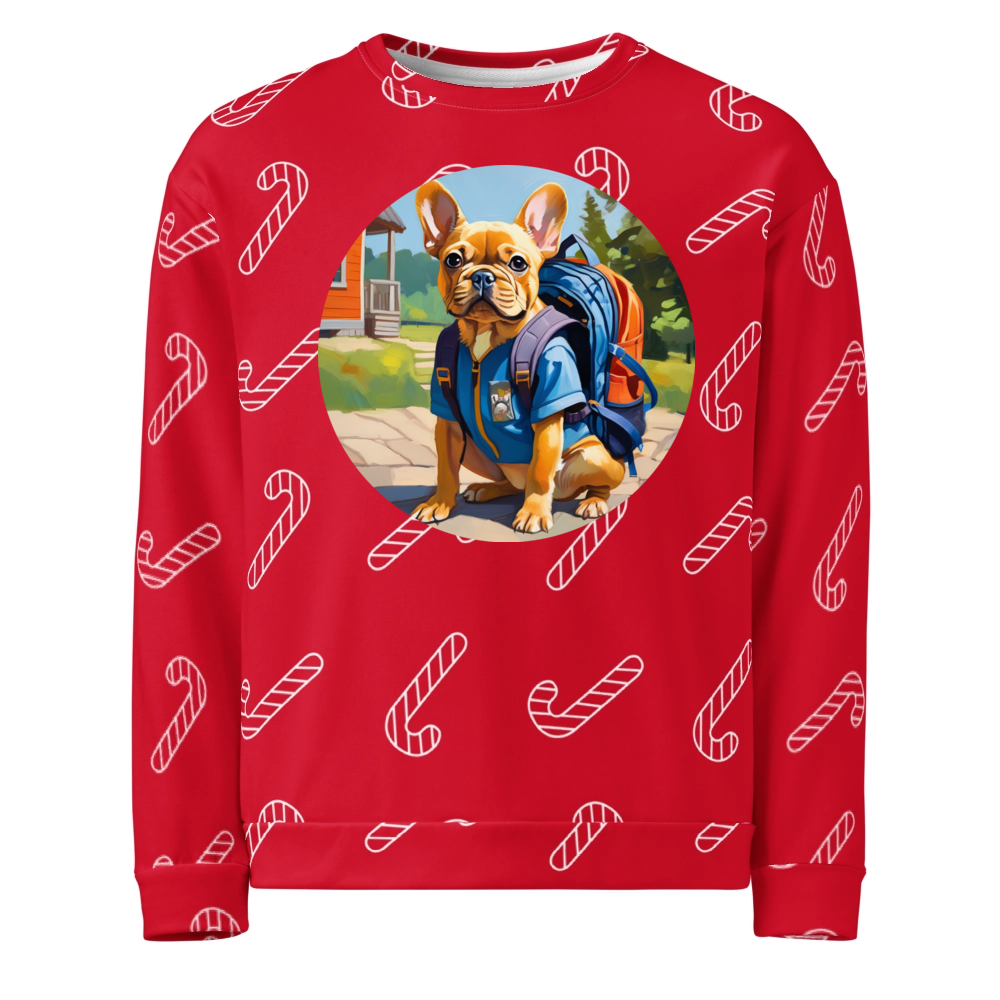 PugMug Custom Tan French Bulldog Ugly Christmas Sweatshirt
