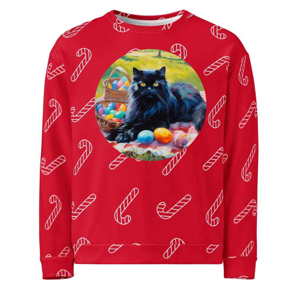 PugMug Custom Black Persian Cat Ugly Christmas Sweatshirt