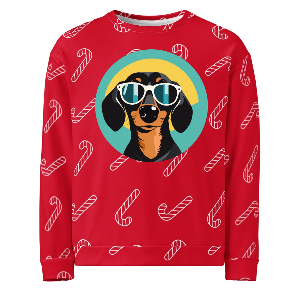 PugMug Custom Black Dachshund Ugly Christmas Sweatshirt