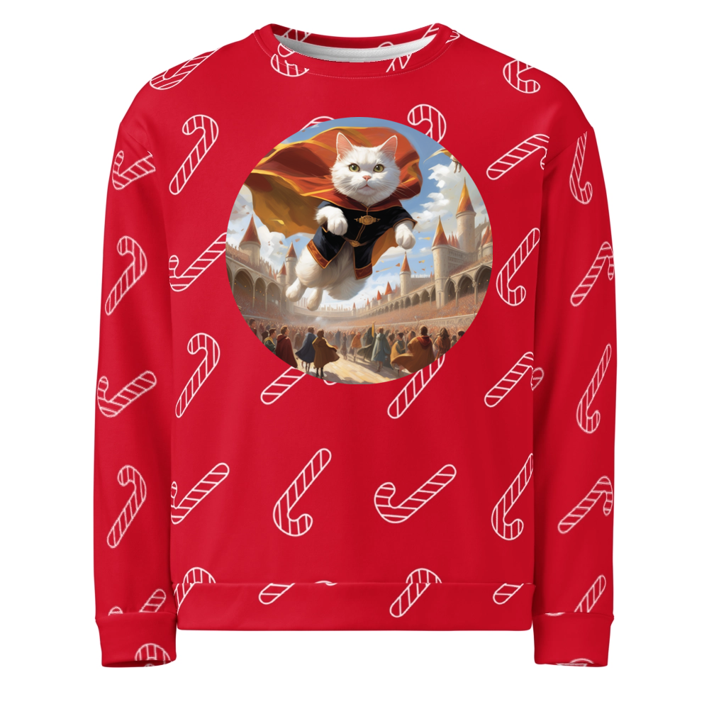 PugMug Custom White Companion Cat Ugly Christmas Sweatshirt