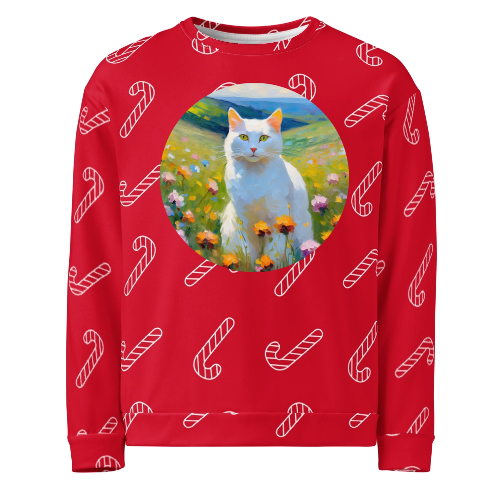 PugMug Custom White Companion Cat Ugly Christmas Sweatshirt