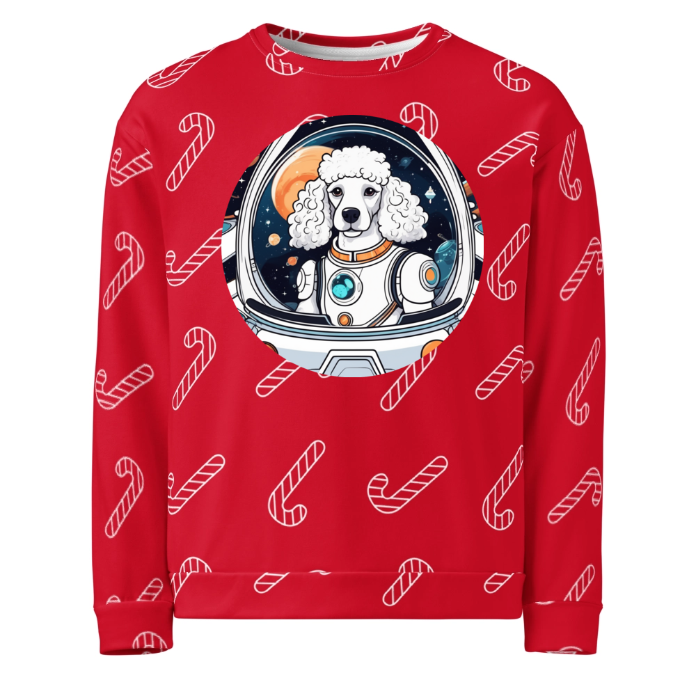 PugMug Custom White Poodle Ugly Christmas Sweatshirt