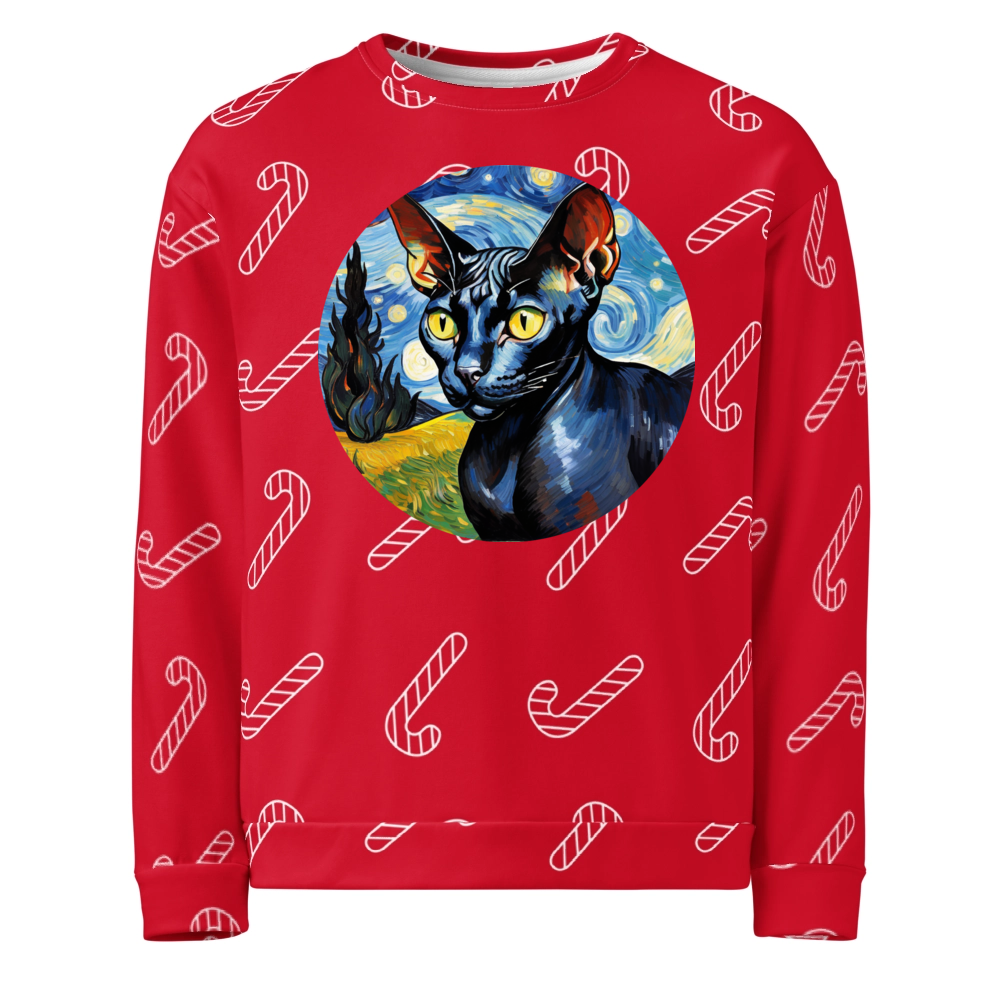 PugMug Custom Black Sphynx Cat Ugly Christmas Sweatshirt