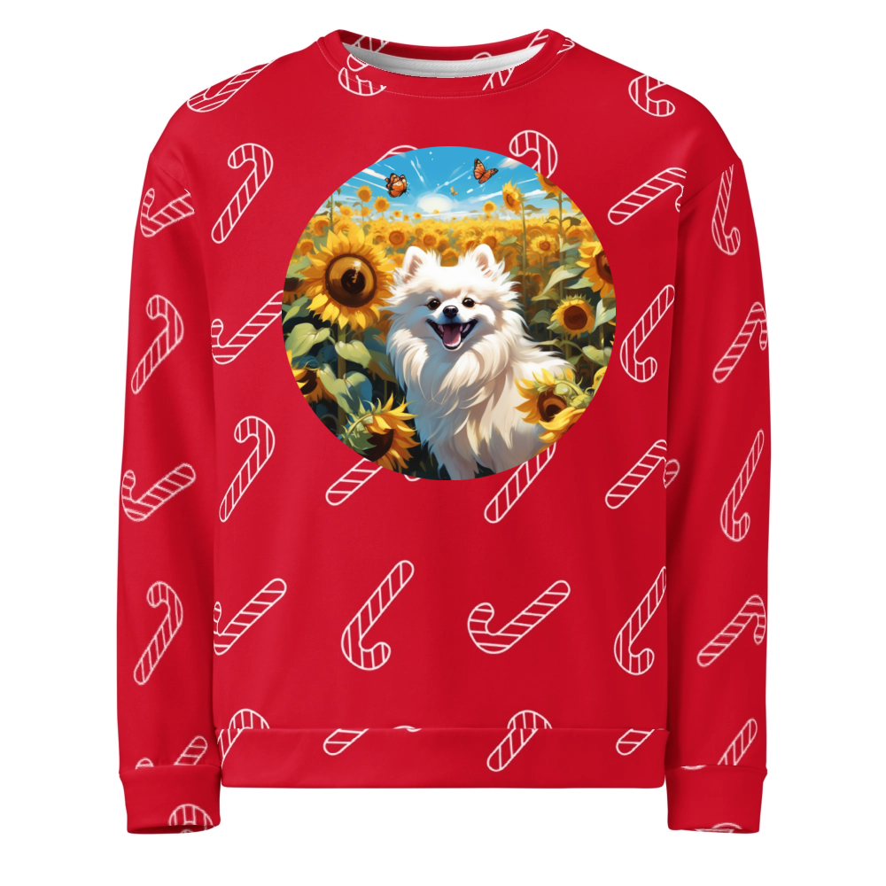 PugMug Custom White Pomeranian Ugly Christmas Sweatshirt