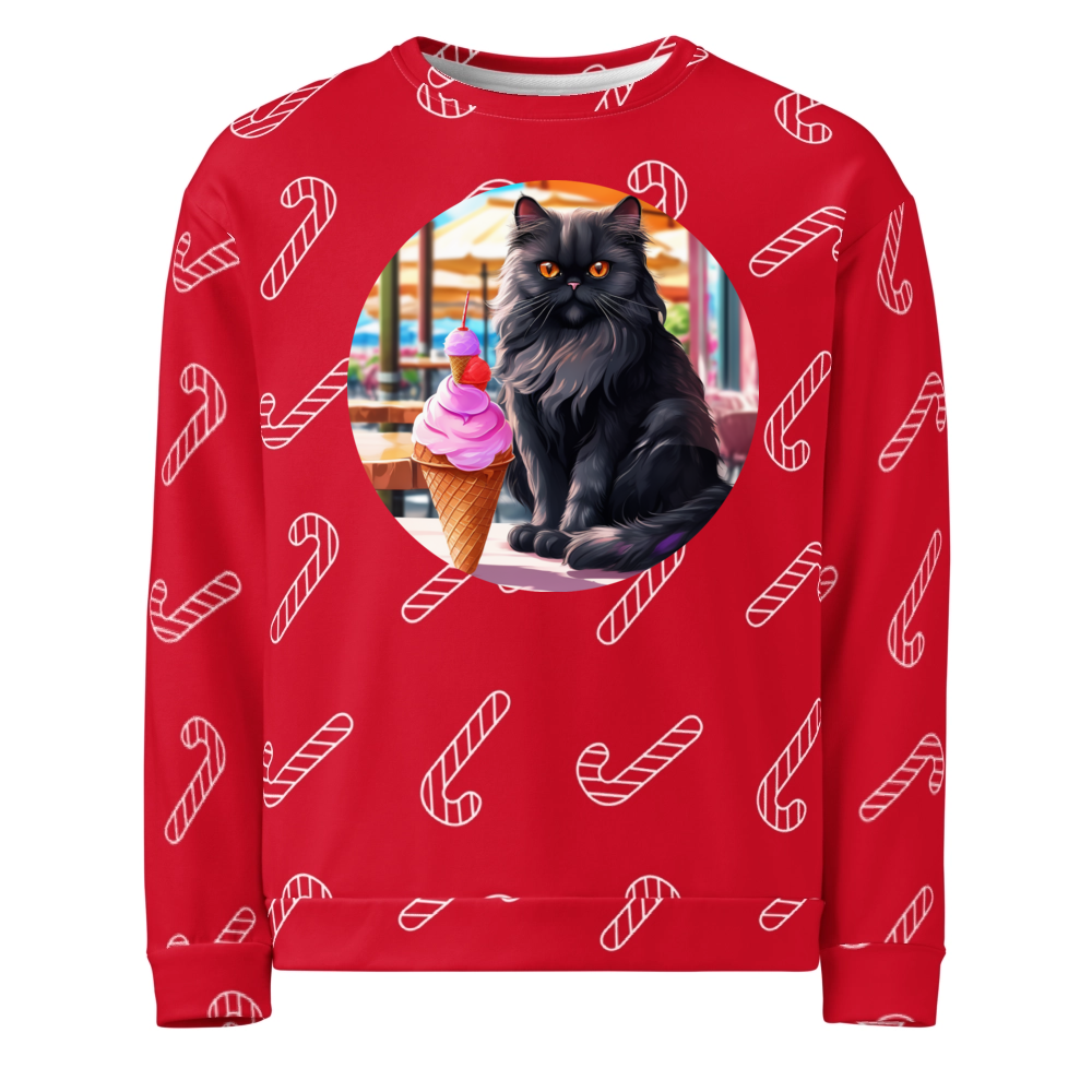 PugMug Custom Black Persian Cat Ugly Christmas Sweatshirt