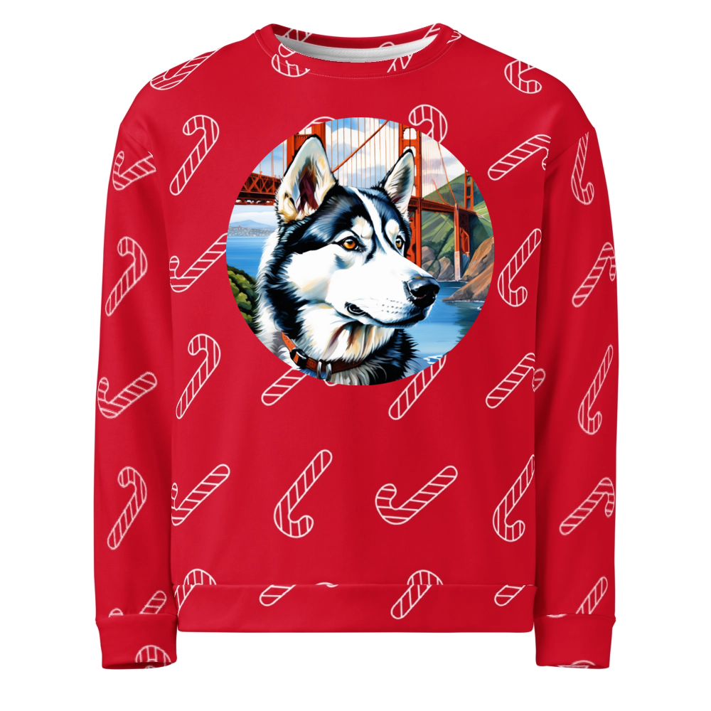 PugMug Custom Siberian Husky Ugly Christmas Sweatshirt