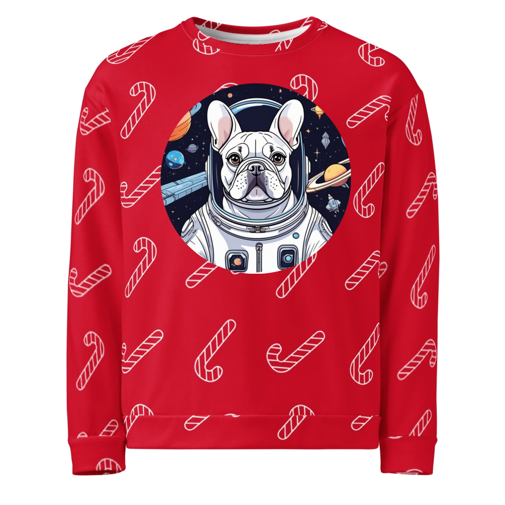 PugMug Custom White French Bulldog Ugly Christmas Sweatshirt