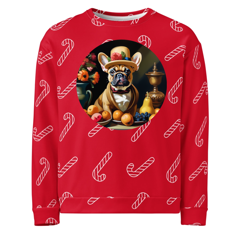 PugMug Custom Tan French Bulldog Ugly Christmas Sweatshirt