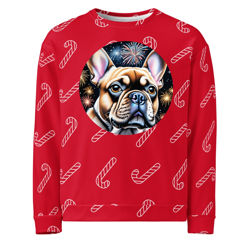 PugMug Custom Tan French Bulldog Ugly Christmas Sweatshirt