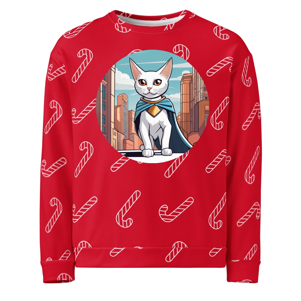 PugMug Custom White Abyssinian Cat Ugly Christmas Sweatshirt