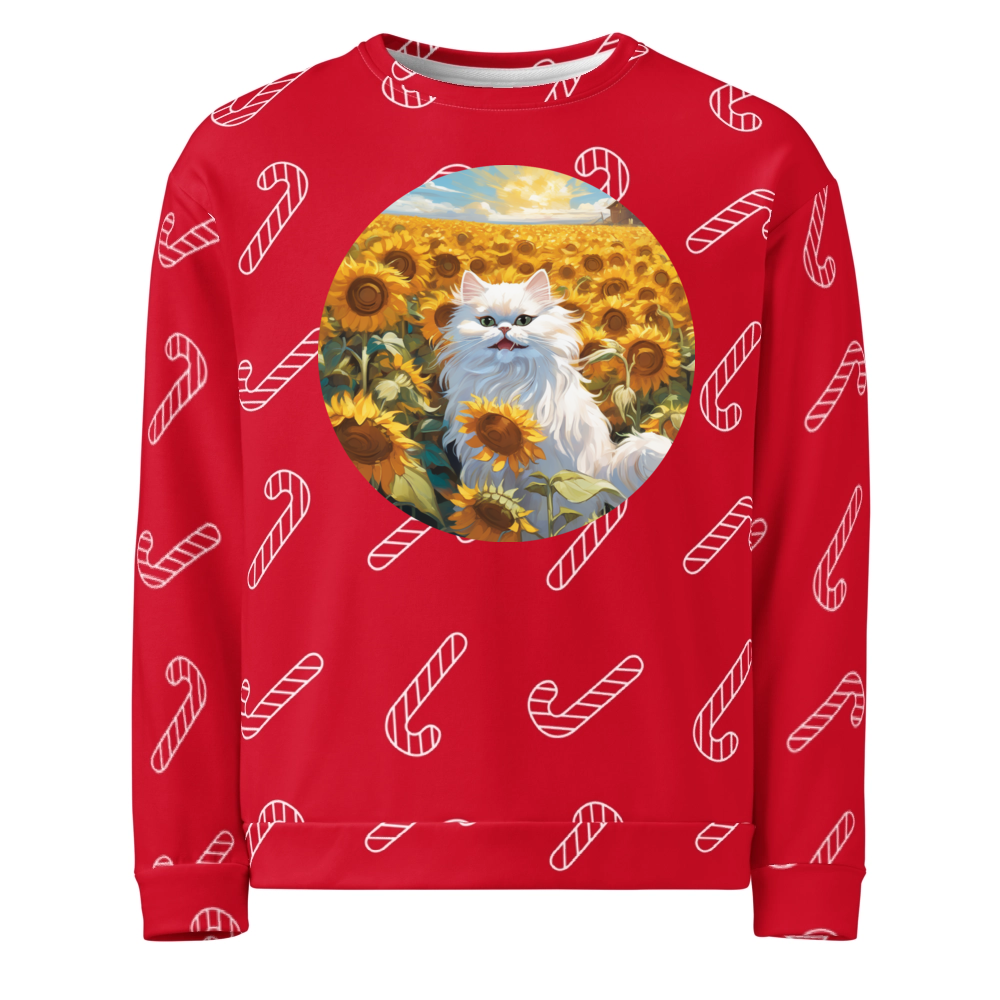PugMug Custom White Persian Cat Ugly Christmas Sweatshirt