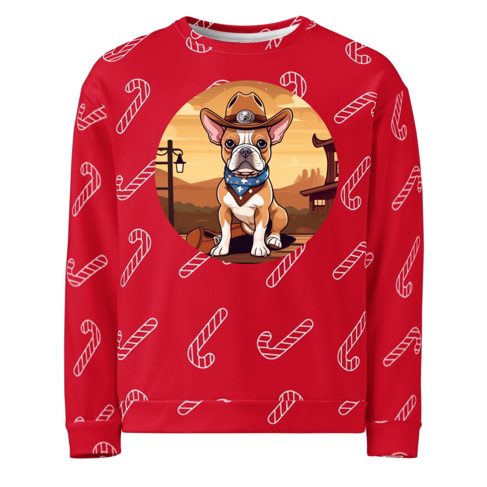 PugMug Custom Tan French Bulldog Ugly Christmas Sweatshirt