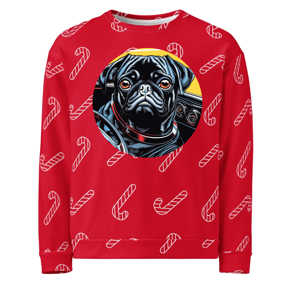 PugMug Custom Black Pug Ugly Christmas Sweatshirt