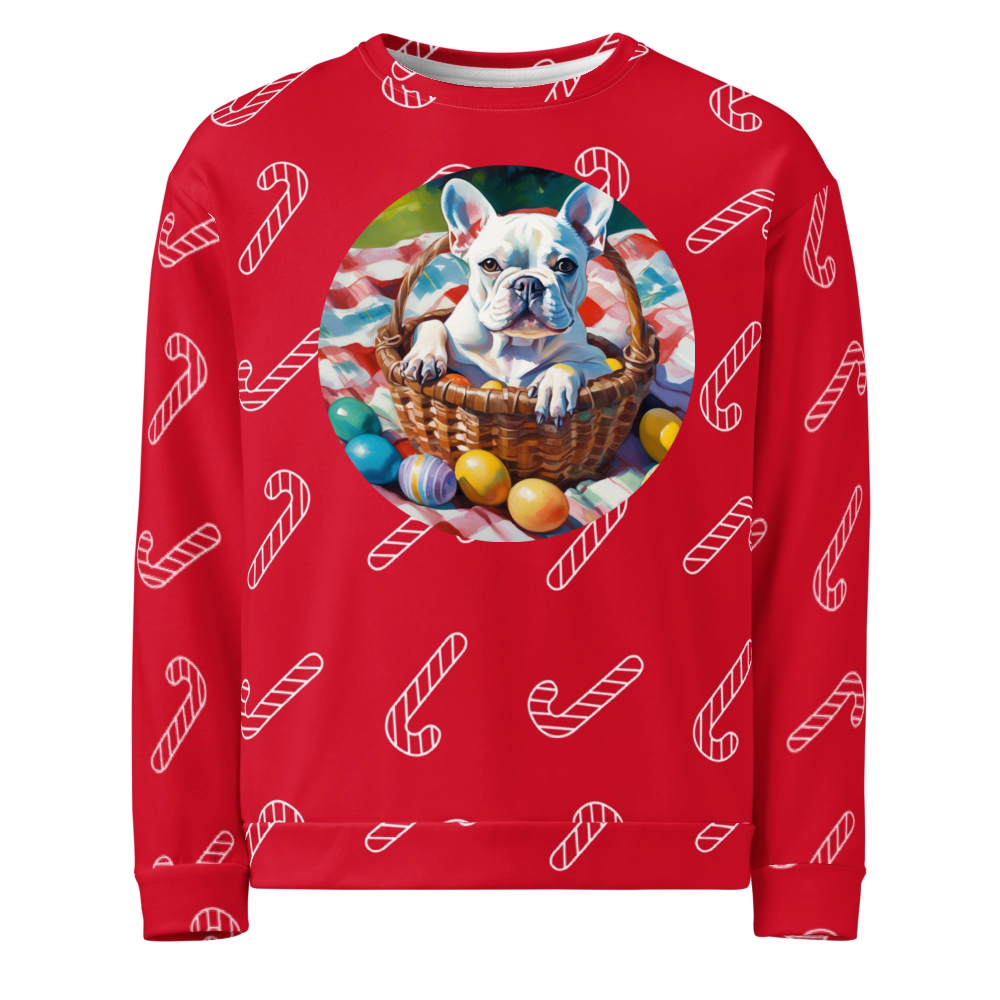 PugMug Custom White French Bulldog Ugly Christmas Sweatshirt