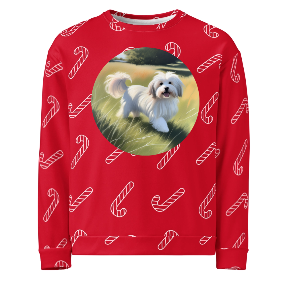 PugMug Custom White Havanese Dog Ugly Christmas Sweatshirt