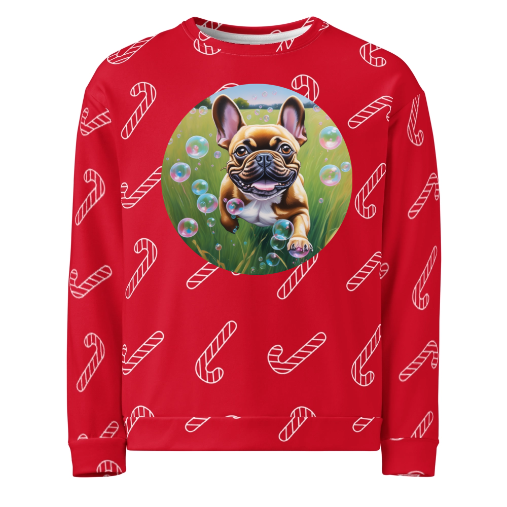 PugMug Custom Tan French Bulldog Ugly Christmas Sweatshirt