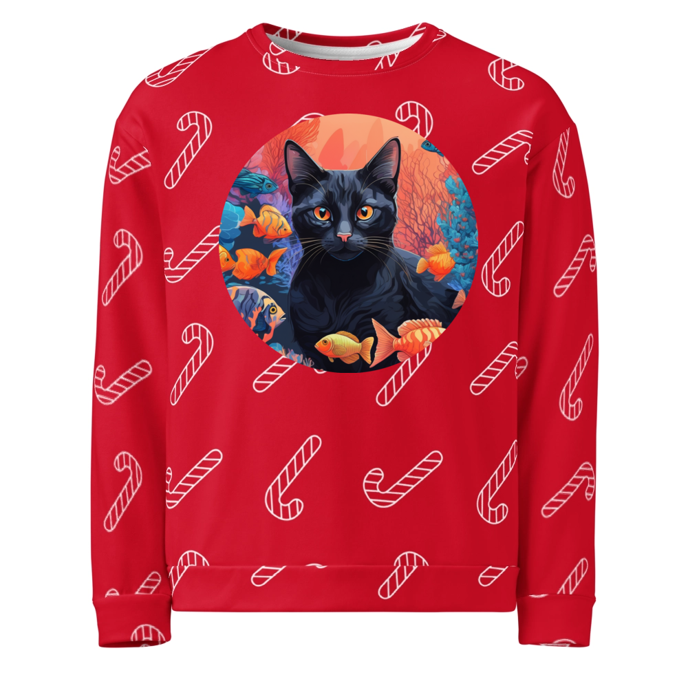 PugMug Custom Black Companion Cat Ugly Christmas Sweatshirt