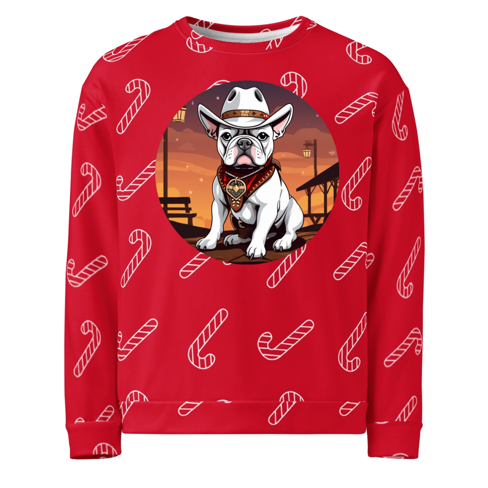 PugMug Custom White French Bulldog Ugly Christmas Sweatshirt