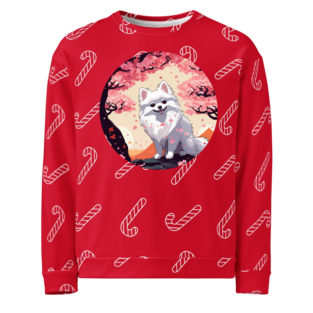 PugMug Custom White Pomeranian Ugly Christmas Sweatshirt