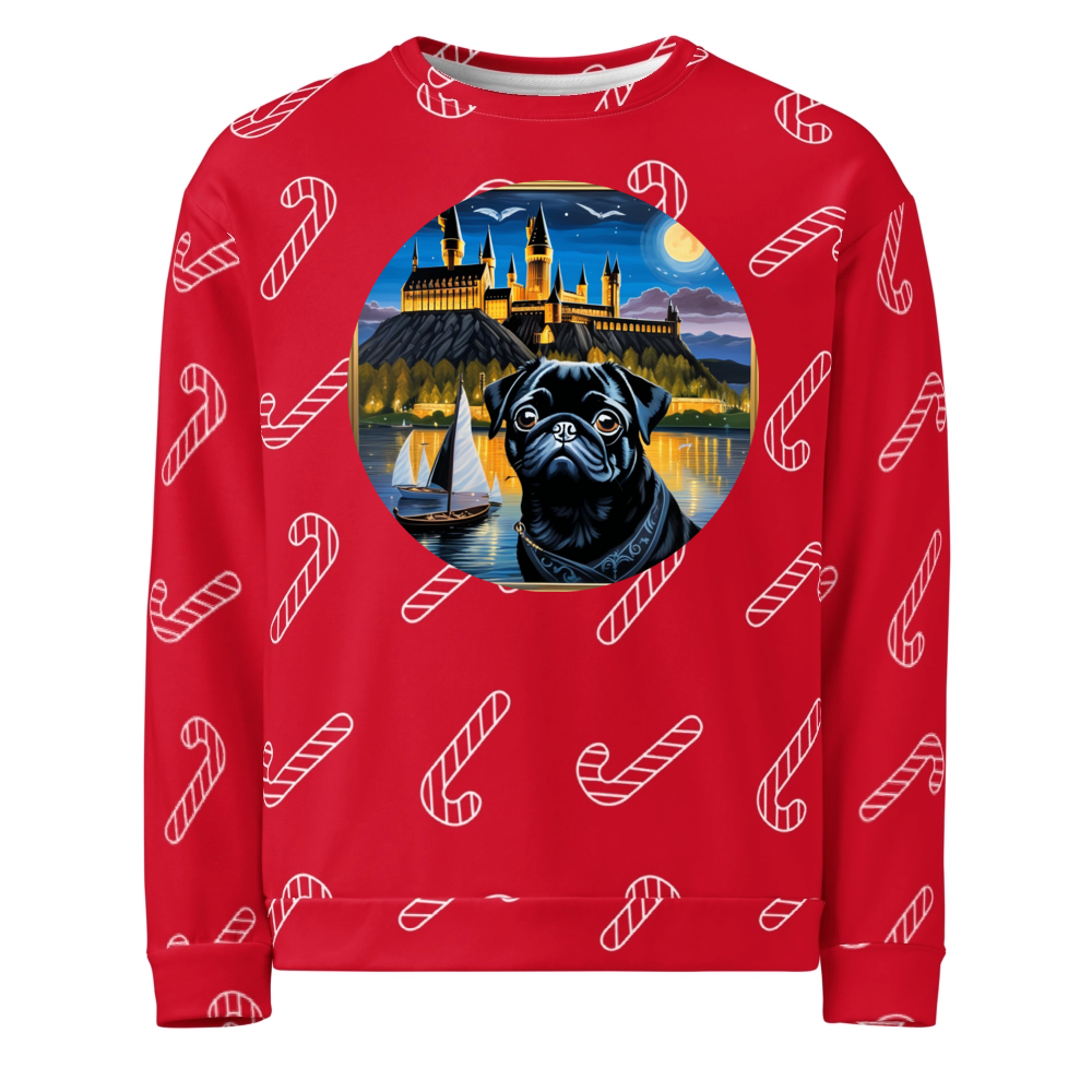 PugMug Custom Black Pug Ugly Christmas Sweatshirt