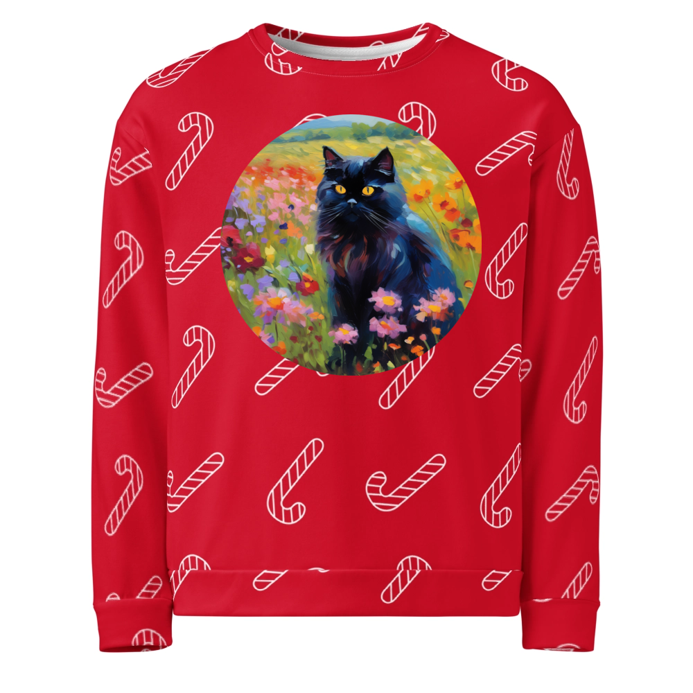 PugMug Custom Black Persian Cat Ugly Christmas Sweatshirt