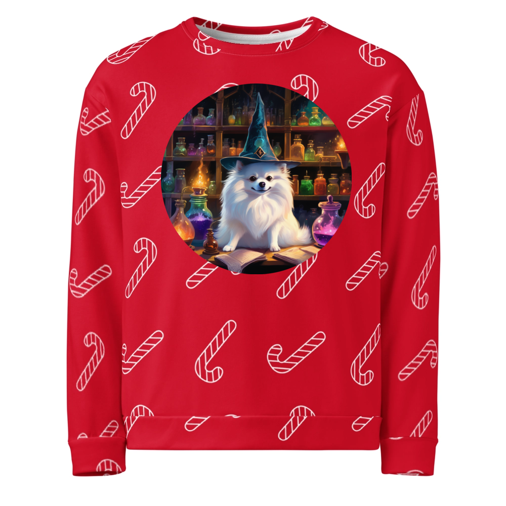 PugMug Custom White Pomeranian Ugly Christmas Sweatshirt