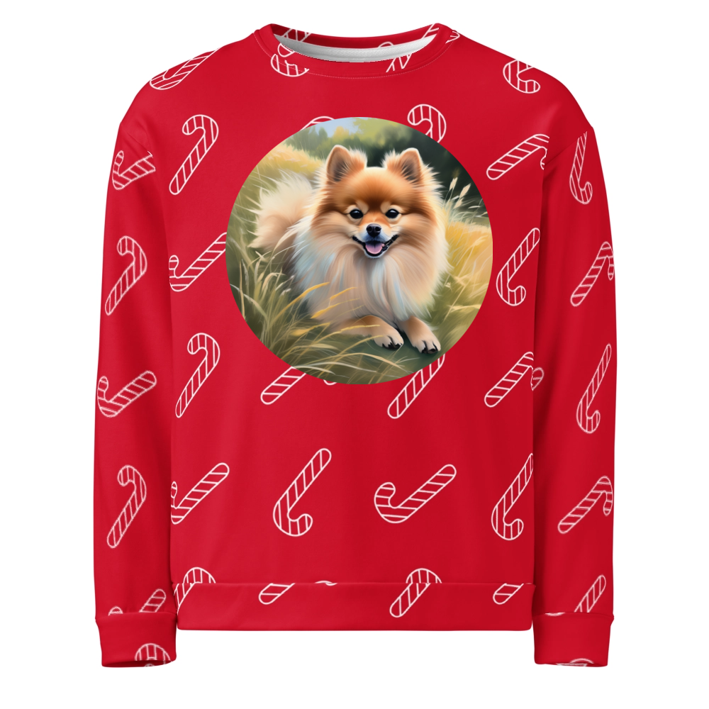 PugMug Custom Tan Pomeranian Ugly Christmas Sweatshirt