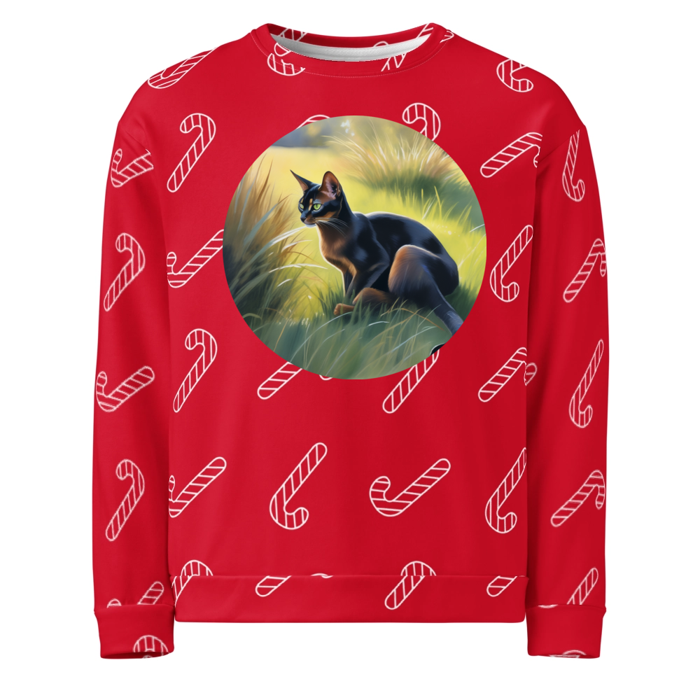 PugMug Custom Black Abyssinian Cat Ugly Christmas Sweatshirt