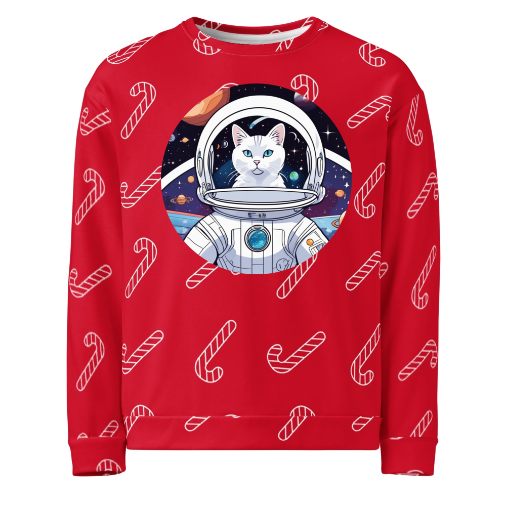 PugMug Custom White Companion Cat Ugly Christmas Sweatshirt