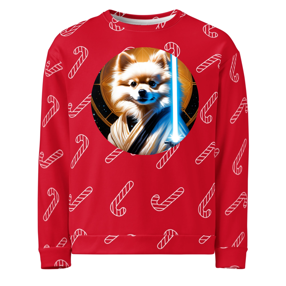 PugMug Custom White Pomeranian Ugly Christmas Sweatshirt