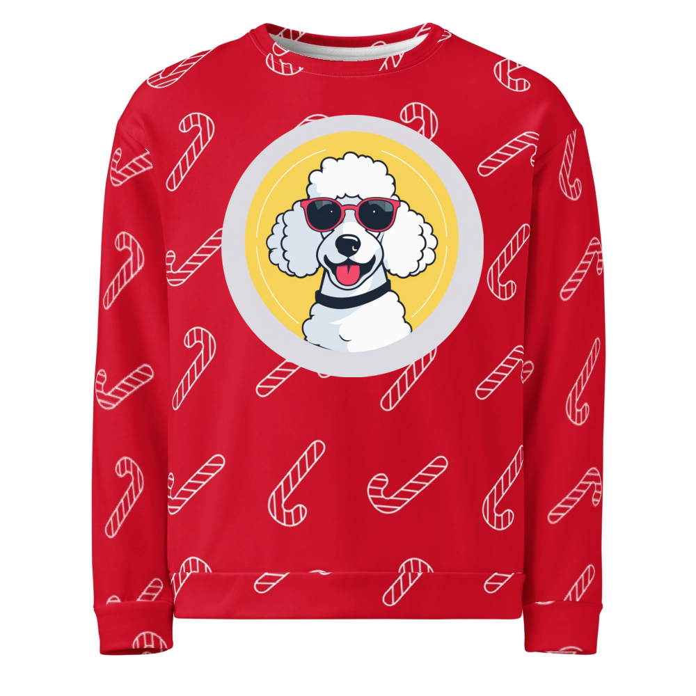 PugMug Custom White Poodle Ugly Christmas Sweatshirt