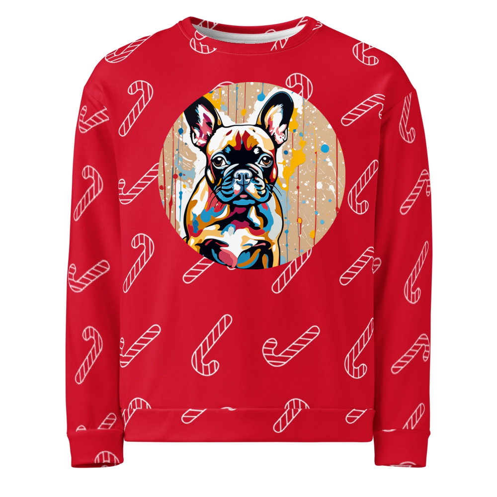 PugMug Custom Tan French Bulldog Ugly Christmas Sweatshirt