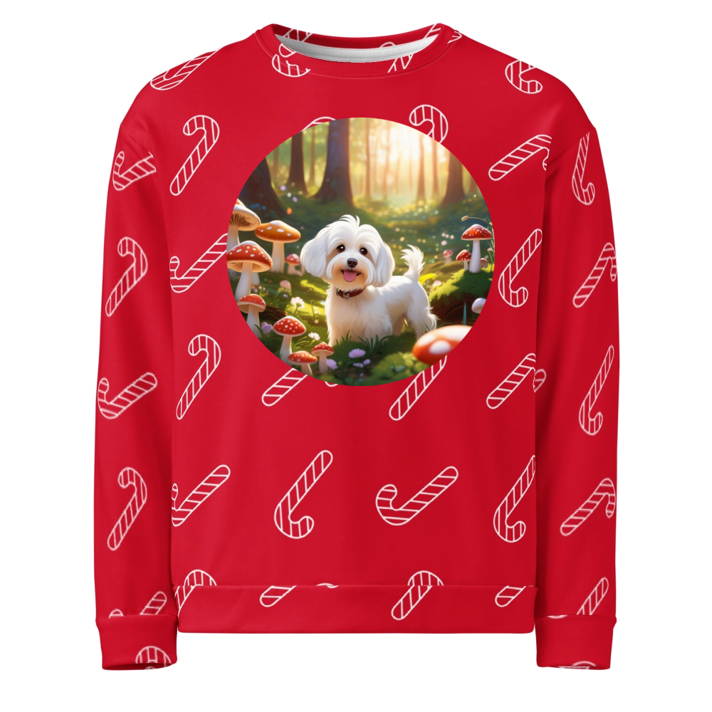PugMug Custom White Havanese Dog Ugly Christmas Sweatshirt