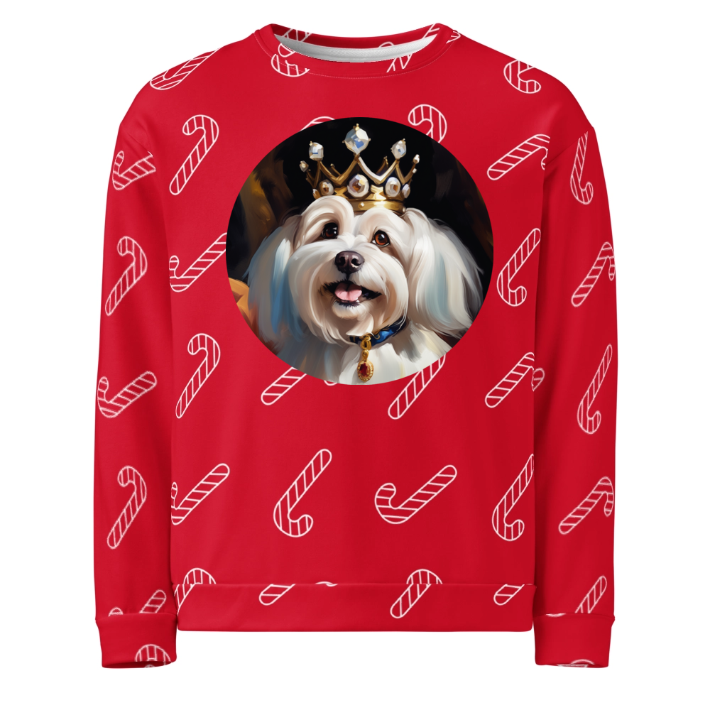 PugMug Custom White Havanese Dog Ugly Christmas Sweatshirt