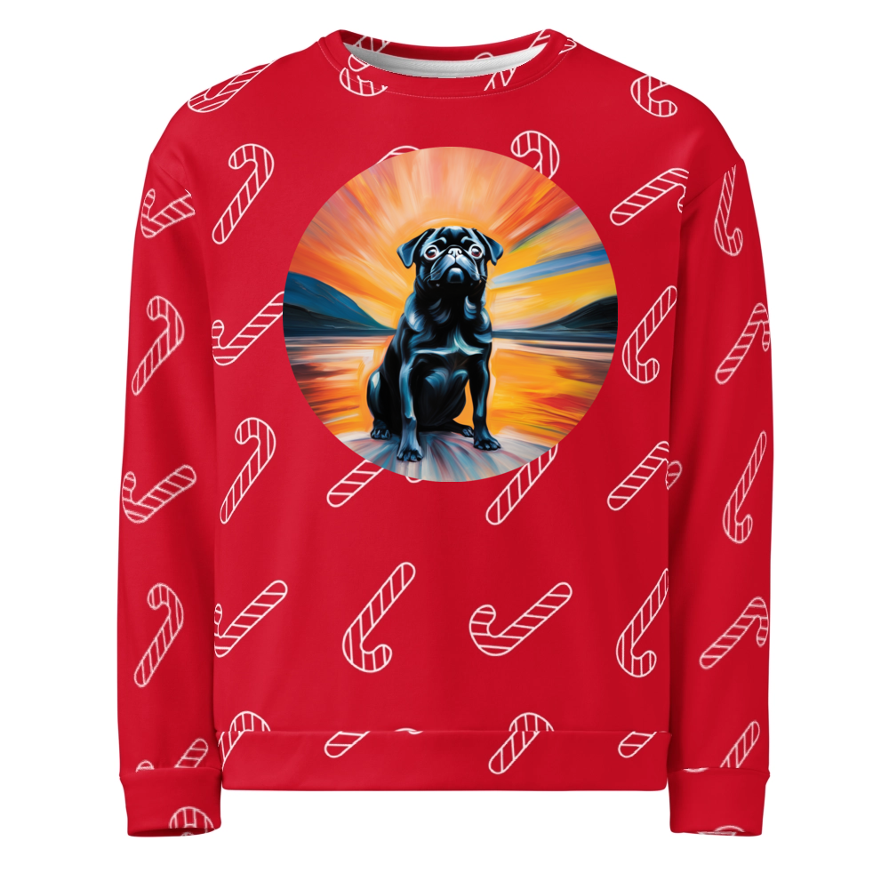 PugMug Custom Black Pug Ugly Christmas Sweatshirt