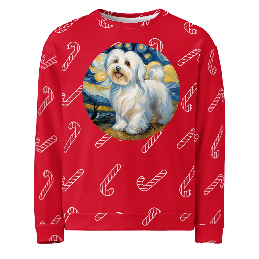 PugMug Custom White Havanese Dog Ugly Christmas Sweatshirt