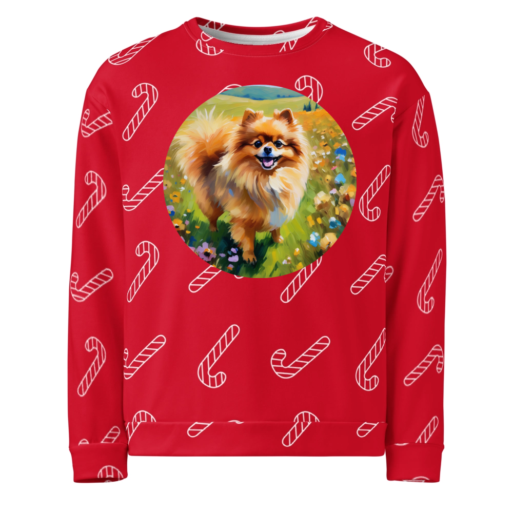 PugMug Custom Tan Pomeranian Ugly Christmas Sweatshirt