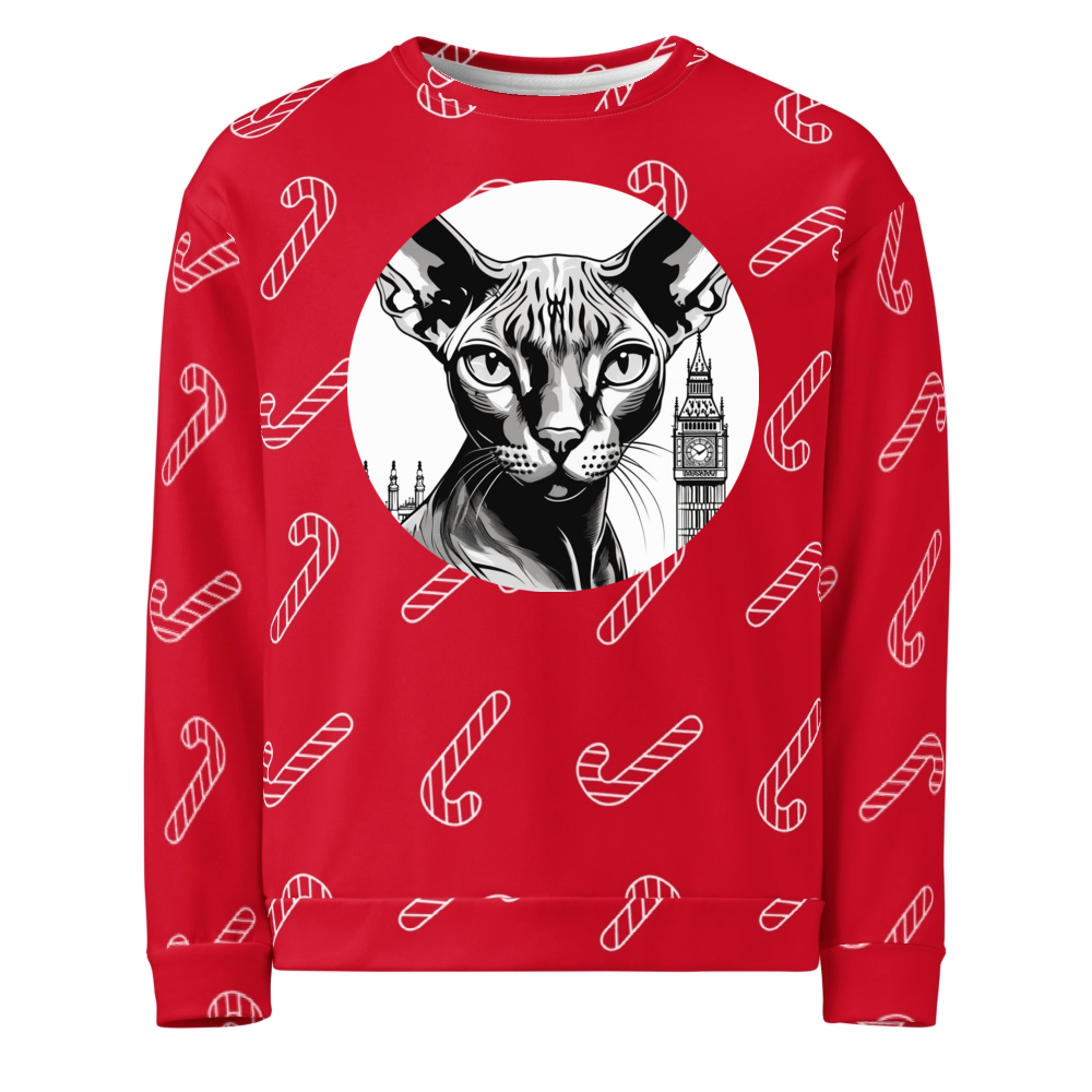 PugMug Custom Black Sphynx Cat Ugly Christmas Sweatshirt