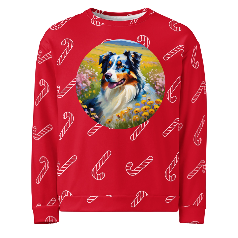 PugMug Custom Australian Shepherd Dog Ugly Christmas Sweatshirt