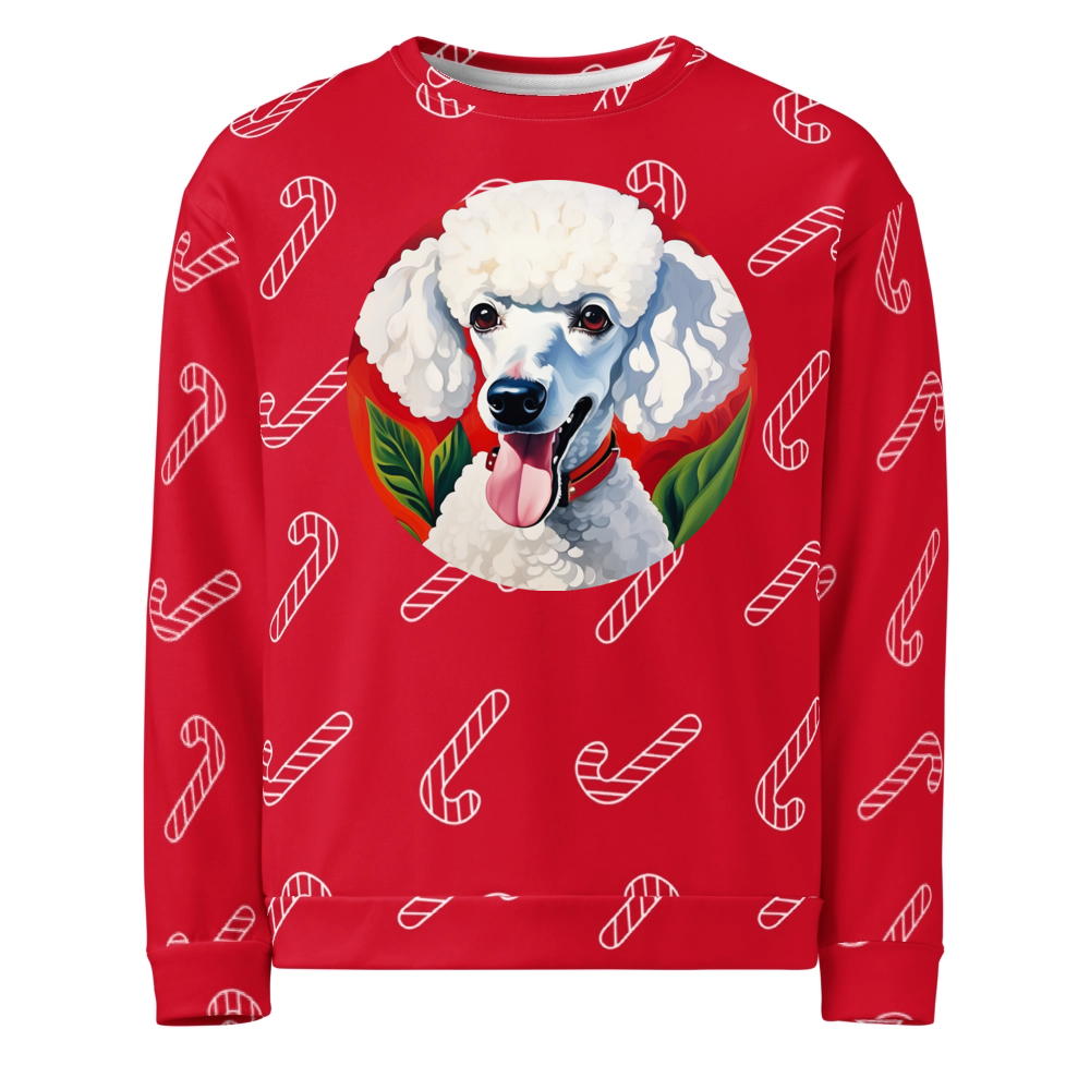 PugMug Custom White Poodle Ugly Christmas Sweatshirt