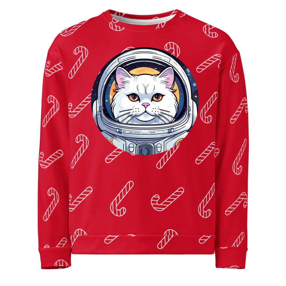 PugMug Custom White Persian Cat Ugly Christmas Sweatshirt
