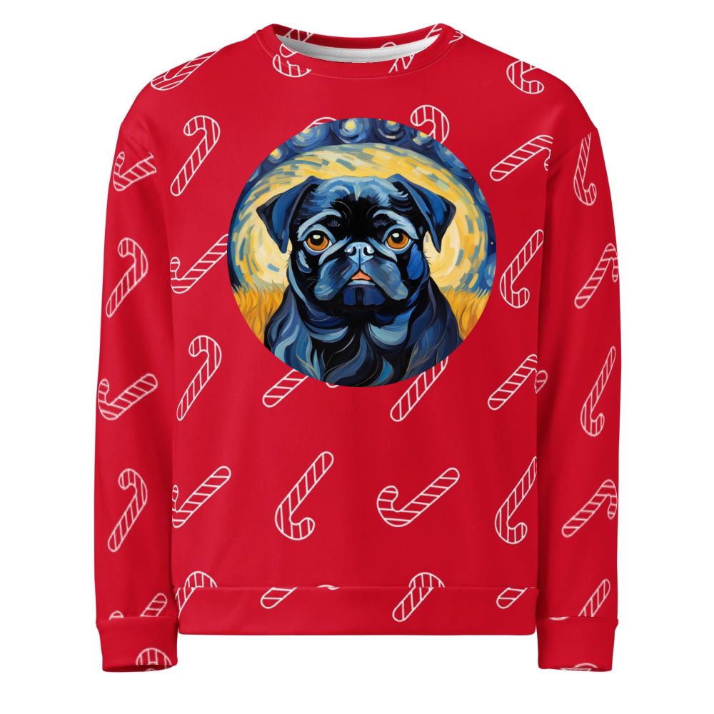 PugMug Custom Black Pug Ugly Christmas Sweatshirt