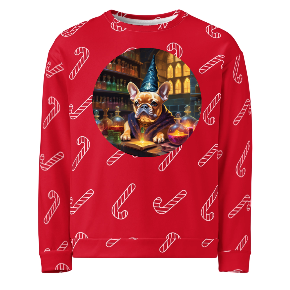 PugMug Custom Tan French Bulldog Ugly Christmas Sweatshirt