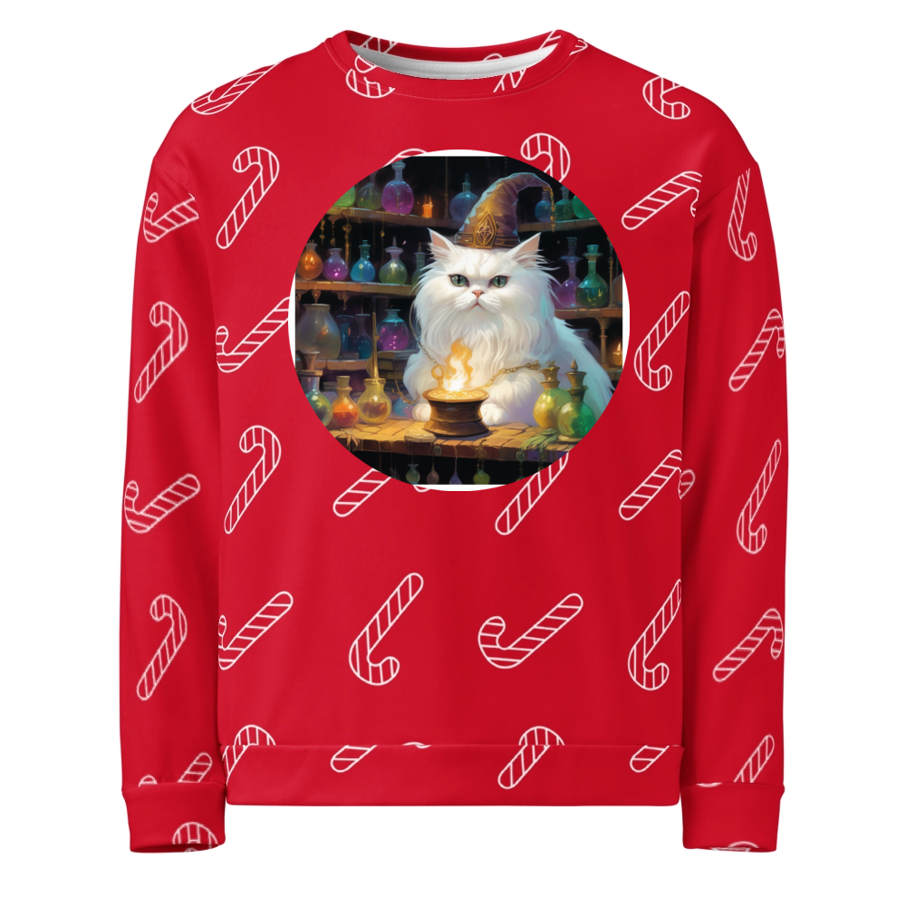 PugMug Custom White Persian Cat Ugly Christmas Sweatshirt